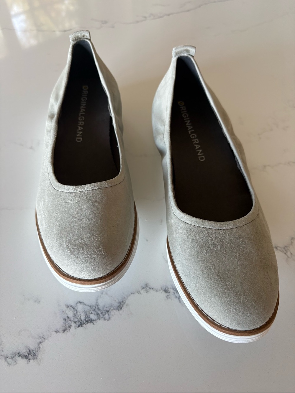 Cole Haan Taupe Suede Slip-On Loafers